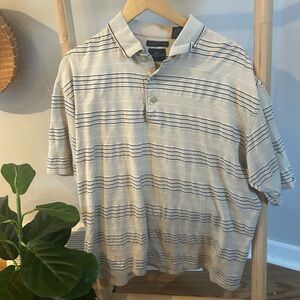 Dockers Men's Golf Striped Polo Shirt Beige size M 100% cotton